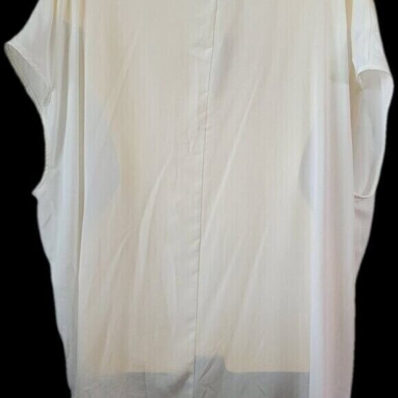 NEW Eloquii sz 22 White Blouse Button up notch hidden placket cap sleeves NWT - Picture 8 of 13